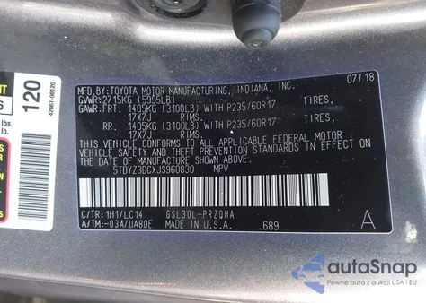 2018 Toyota Sienna Xle 8 Passenger from USA, damaged, VIN 5TDYZ3DCXJS960830